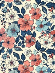 A decorative pattern of flowers on a plain white surface