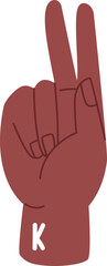 Hand Sign Alphabet K Letter