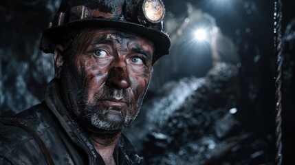 Fototapeta premium A dirty hard working miner.