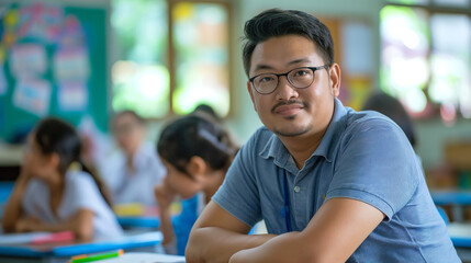 Fototapeta premium Singaporean teacher in class