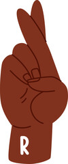 Hand Sign Alphabet R Letter