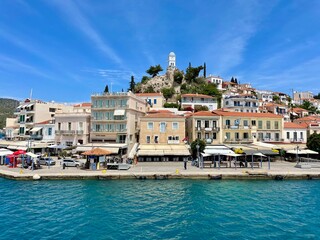 view of the port in poros greece 
