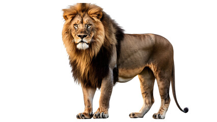 Standing lion isolated on a transparent background, PNG, Ai