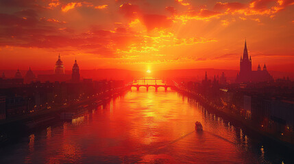 Fototapeta premium Dublin, Ireland city skyline created with Generative AI technology