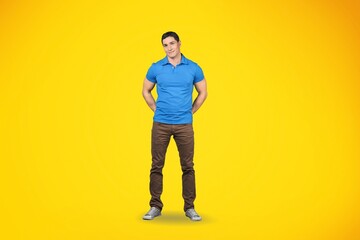 Fototapeta premium cheerful young businessman on color background