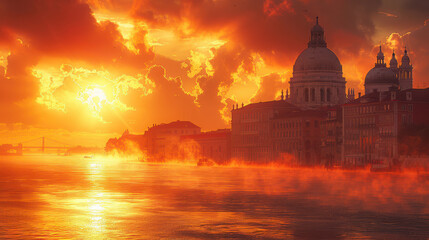 Obraz premium Lisbon, Portugal city skyline, golden hour, photorealistic created with Generative AI technology