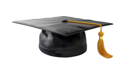 Graduation cap isolated on a transparent background, PNG, Ai