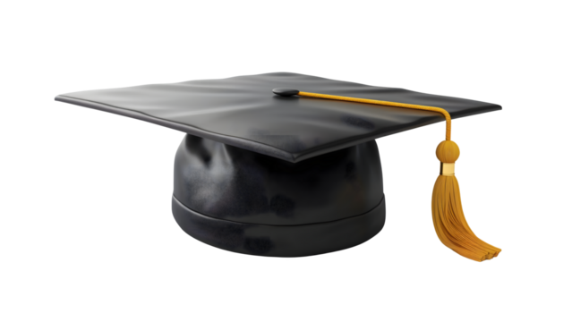 Graduation cap isolated on a transparent background, PNG, Ai