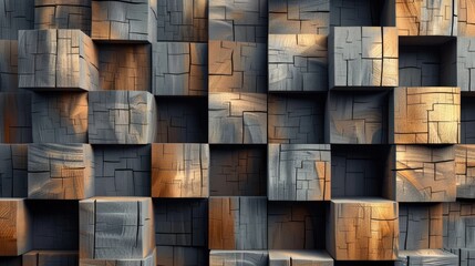 Wooden cube wall texture