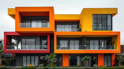 modern and luxury apartment building with vibrant colors created with Generative AI technology