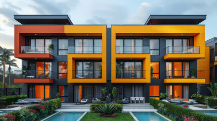 Fototapeta premium colorful houses in modern style created with Generative AI technology