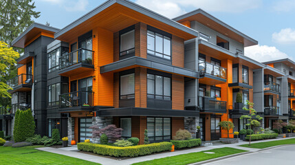 Fototapeta premium colorful houses in modern style created with Generative AI technology