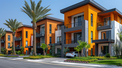 Obraz premium colorful houses in modern style created with Generative AI technology