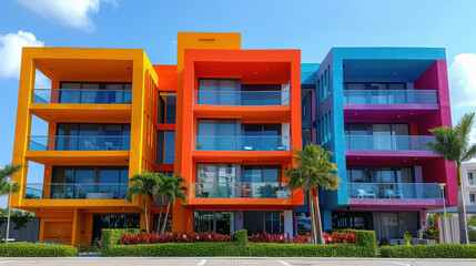 colorful houses in modern style created with Generative AI technology