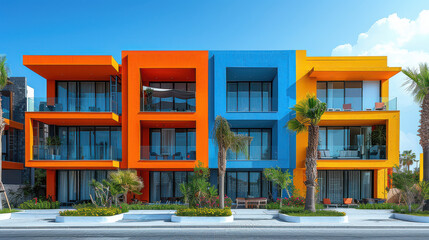 colorful houses in modern style created with Generative AI technology