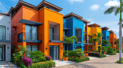 Obraz premium colorful houses in modern style created with Generative AI technology