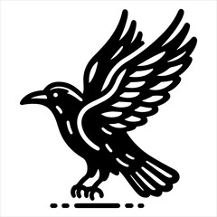 Obraz premium Crow black outline illustration.