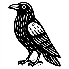 Naklejka premium Crow black outline illustration.