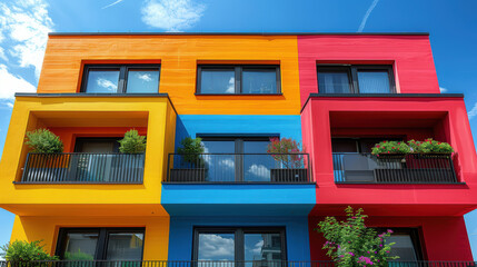 Obraz premium modern and luxury apartment building with vibrant colors for real estate themes created with Generative AI technology