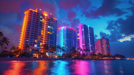 Obraz premium modern and luxury apartment building with vibrant colors for real estate themes created with Generative AI technology