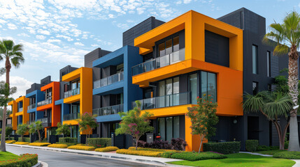 Obraz premium modern and luxury apartment building with vibrant colors for real estate themes created with Generative AI technology