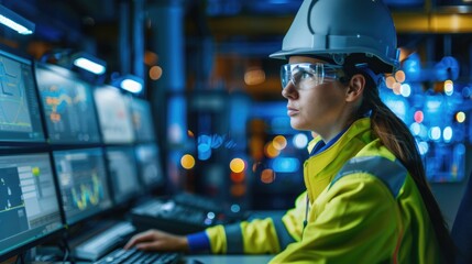 engineer controller team working with data base from Scada system computer screen.	