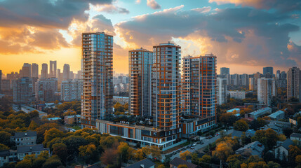 Obraz premium modern new building, high-rise building created with Generative AI technology