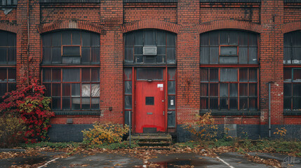 Naklejka premium old industrial brick office building created with Generative AI technology