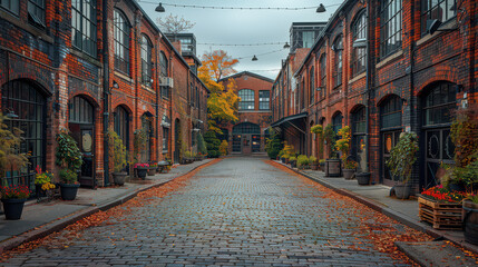 Fototapeta premium old industrial brick office building created with Generative AI technology