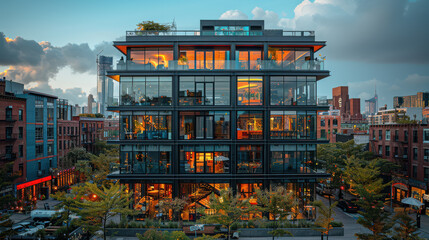 Fototapeta premium photo of a building in a lively urban setting created with Generative AI technology