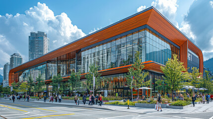 Obraz premium photo of a building in a lively urban setting created with Generative AI technology