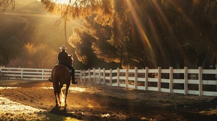 Rear view of a horse rider, equestrian sport