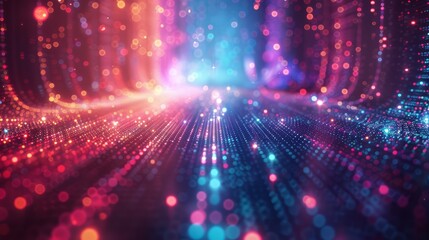 Naklejka premium Abstract background with colorful lights and dots, AI