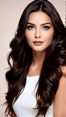 Naklejka premium Portrait of a Beautiful Young Woman with Pristine Skin, Highlighting Face Care, Cosmetology, and Spa