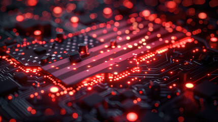 USA Flag cyberpunk style created with Generative AI technology