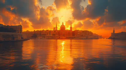 Valletta, Malta city skyline created with Generative AI technology