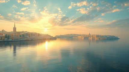 Valletta, Malta city skyline created with Generative AI technology