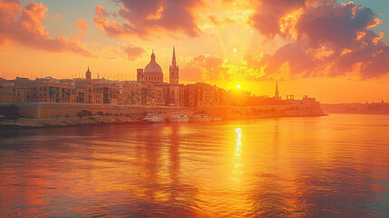 Fototapeta premium Valletta, Malta created with Generative AI technology