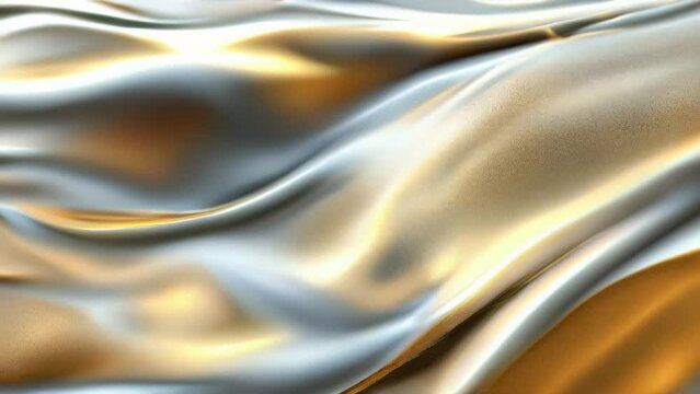 Elegant abstract background in gold and silver tones, smooth wave texture ideal for luxury design and marketing