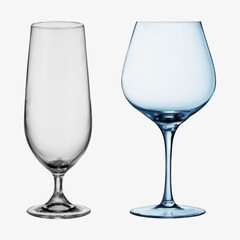 Two realistic wine glass isolated on white background