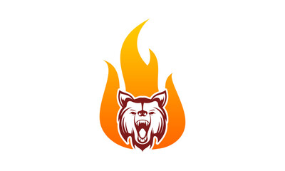 Bear head with fire illustration design vector
