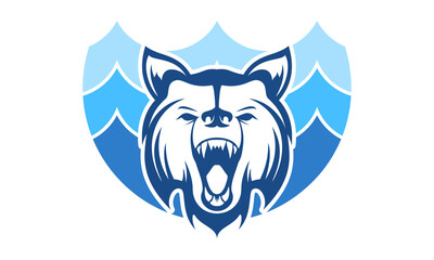 Blue bear head with water illustration design vector