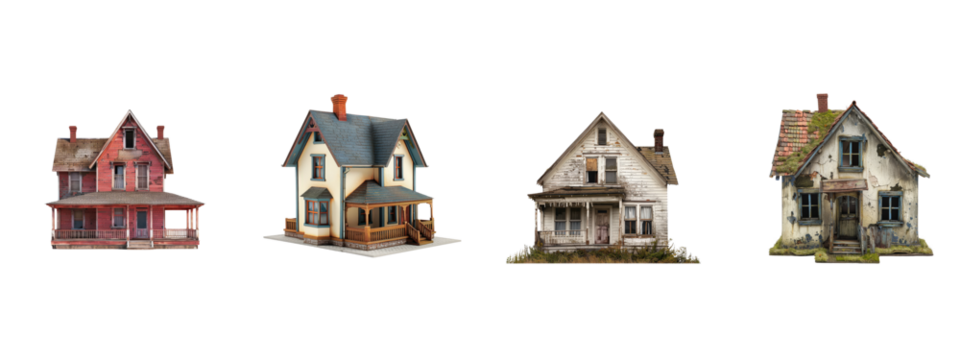 A house isolated on white transparent background, PNG File. Perfect for clipart