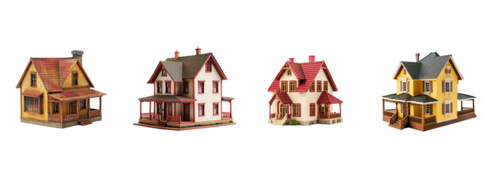 A house isolated on white transparent background, PNG File. Perfect for clipart