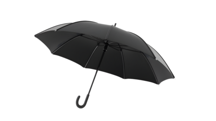 Black umbrella isolated on a transparent background, PNG, Ai