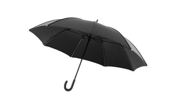 Black umbrella isolated on a transparent background, PNG, Ai