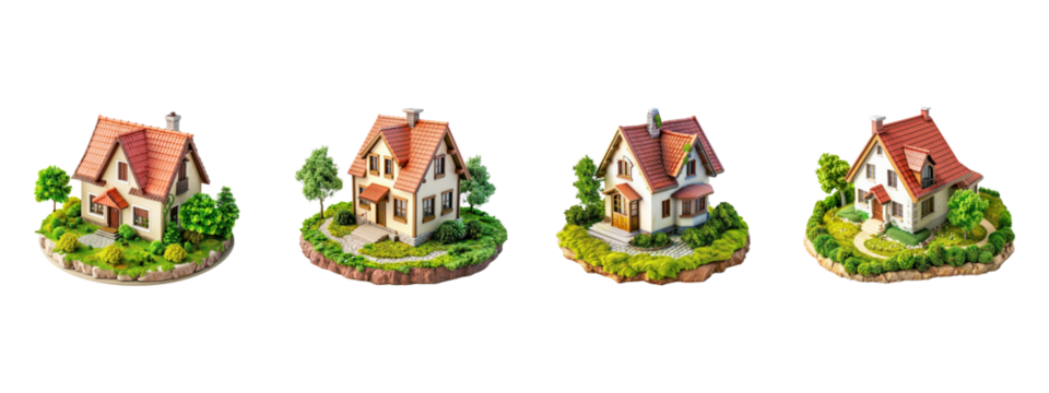 A house isolated on white transparent background, PNG File. Perfect for clipart