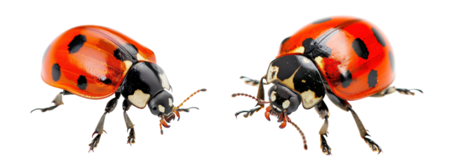 A ladybug isolated on white transparent background, PNG File. Perfect for clipart
