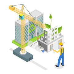 3D Isometric Flat  Illustration of Eco Friendly Solutions. Item 2