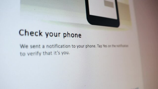 Check your phone number Log in Sign in notification to your phone Security internet password two step check Shot of a computer screen, camera moving, pixels visible. Password obscured username